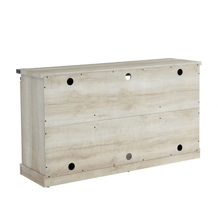 Meuble TV console média en bois avec portes coulissantes façon grange et étagère ouverte